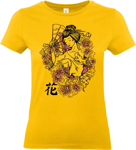 Minimalist Japanese Geisha Floral Silhouette - Geisha, Sakura, Cherry Blossom, Minimalist, Kimono, Japan Art, Oriental, Floral, Zen, Asia, Traditional, Red and Black, Woman Silhouette, Elegant, Culture. - Standard T-Shirt (Women)