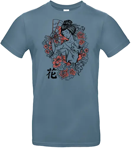Minimalist Japanese Geisha Floral Silhouette - Geisha, Sakura, Cherry Blossom, Minimalist, Kimono, Japan Art, Oriental, Floral, Zen, Asia, Traditional, Red and Black, Woman Silhouette, Elegant, Culture. - Standard T-Shirt
