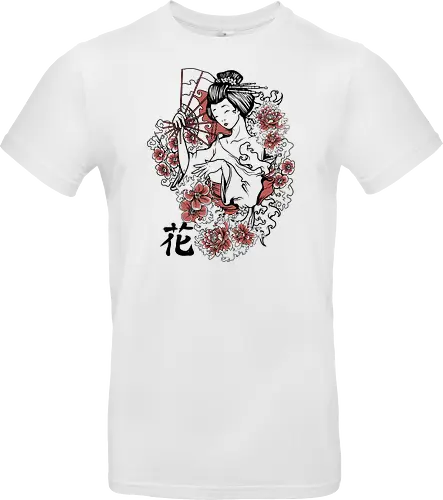Minimalist Japanese Geisha Floral Silhouette - Geisha, Sakura, Cherry Blossom, Minimalist, Kimono, Japan Art, Oriental, Floral, Zen, Asia, Traditional, Red and Black, Woman Silhouette, Elegant, Culture. - Standard T-Shirt