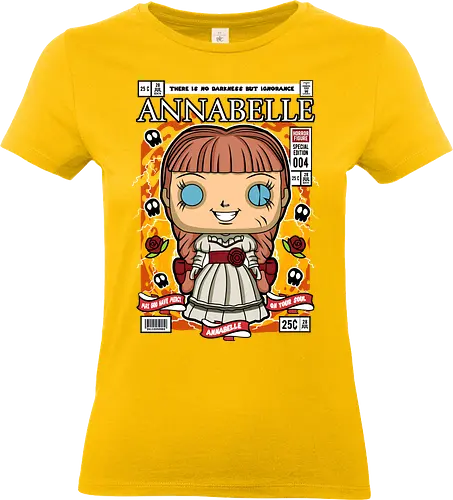 Annabelle – Pop Style Horror - annabelle, horror doll, creepy doll, funko style, chibi horror, kawaii spooky, horror movie, haunted doll, pop figure style, scary cute, horror art, spooky aesthetic, collectible style, cute horror, anime style - Standard T-Shirt (Women)