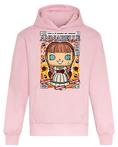 Annabelle – Pop Style Horror - annabelle, horror doll, creepy doll, funko style, chibi horror, kawaii spooky, horror movie, haunted doll, pop figure style, scary cute, horror art, spooky aesthetic, collectible style, cute horror, anime style - Heavyweight Hoodie