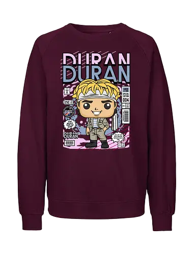 Simon Le Bon – 80s Icon - simon le bon, duran duran, 80s music, pop band, music icon, singer style, funko style, chibi musician, pop figure style, stylized singer, collectible design, retro aesthetic, music legend, vintage vibe, cute stylized - Fairtrade Sweatshirt