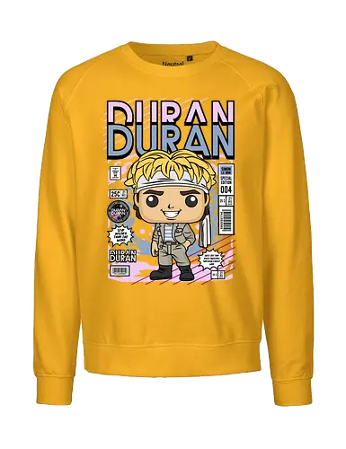 Simon Le Bon – 80s Icon - simon le bon, duran duran, 80s music, pop band, music icon, singer style, funko style, chibi musician, pop figure style, stylized singer, collectible design, retro aesthetic, music legend, vintage vibe, cute stylized - Fairtrade Sweatshirt