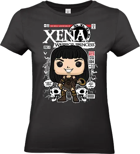 Xena – Warrior Princess - xena warrior princess, xena, fantasy warrior, tv series, strong female hero, funko style, chibi warrior, pop figure style, stylized character, collectible design, battle heroine, sword warrior, retro tv, heroic aesthetic, cute stylized - Standard T-Shirt (Women)