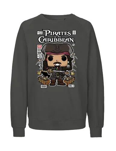 Jack Sparrow – Pirate Captain - jack sparrow, pirates of the caribbean, pirate captain, movie character, adventure film, funko style, chibi pirate, pop figure style, stylized character, collectible design, pirate aesthetic, ocean adventure, cinematic icon, cute stylized, pirate life - Fairtrade Sweatshirt