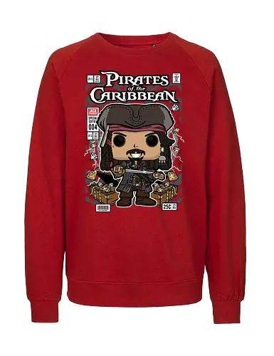 Jack Sparrow – Pirate Captain - jack sparrow, pirates of the caribbean, pirate captain, movie character, adventure film, funko style, chibi pirate, pop figure style, stylized character, collectible design, pirate aesthetic, ocean adventure, cinematic icon, cute stylized, pirate life - Fairtrade Sweatshirt