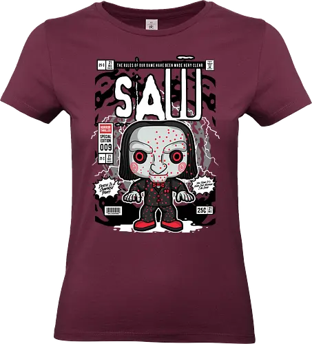 Saw – Jigsaw Killer - saw movie, jigsaw, horror villain, billy puppet, horror film, dark thriller, funko style, chibi horror, pop figure style, stylized character, collectible design, creepy doll, scary cute, horror icon, spooky aesthetic - Standard T-Shirt (Women)