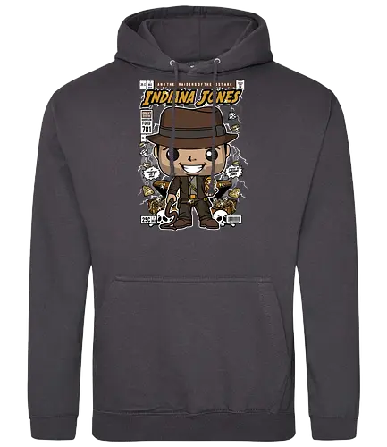 Adventure Explorer - explorer hero, adventure movie, archaeologist, treasure hunter, funko style, chibi adventurer, pop figure style, stylized character, collectible design, action hero, cinematic icon, classic film, adventure aesthetic, cute stylized - Standard Hoodie