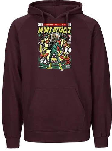 Mars Attacks – Alien Invader - mars attacks, alien invaders, sci fi comedy, retro aliens, cult movie, space invasion, funko style, chibi alien, pop figure style, stylized character, collectible design, retro sci fi, funny alien, space aesthetic, cute weird - Fairtrade Hoodie