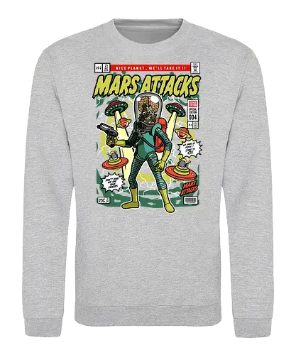 Mars Attacks – Alien Invader - mars attacks, alien invaders, sci fi comedy, retro aliens, cult movie, space invasion, funko style, chibi alien, pop figure style, stylized character, collectible design, retro sci fi, funny alien, space aesthetic, cute weird - Sweatshirt