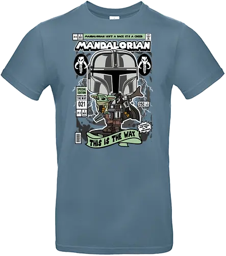 The Bounty Hunter - Space Opera, bounty hunter, beskar armor, grogu series, sci fi series, funko style, chibi warrior, pop figure style, stylized character, collectible design, galaxy hunter, space western, cute stylized - Standard T-Shirt