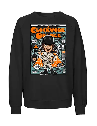 A Clockwork Orange – Alex DeLarge - a clockwork orange, alex delarge, cult film, dystopian movie, classic cinema, psychological film, funko style, chibi character, pop figure style, stylized design, collectible figure, retro aesthetic, film icon, vintage cinema, cute stylized - Fairtrade Sweatshirt