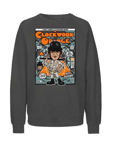 A Clockwork Orange – Alex DeLarge - a clockwork orange, alex delarge, cult film, dystopian movie, classic cinema, psychological film, funko style, chibi character, pop figure style, stylized design, collectible figure, retro aesthetic, film icon, vintage cinema, cute stylized - Fairtrade Sweatshirt