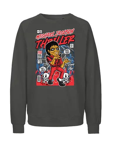 Thriller – Zombie King - thriller, zombie dance, music video, pop legend, 80s music, funko style, chibi dancer, pop figure style, stylized character, collectible design, music icon, horror dance, retro aesthetic, cute spooky - Fairtrade Sweatshirt
