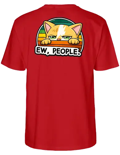 Ew, People. Back - Simlow, Twitch, Streamer, Katze, Chaos, Liebe, Herz - Fairtrade T-Shirt