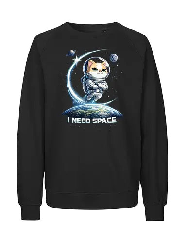 I Need Space - Simlow, Twitch, Streamer, Katze, Chaos - Fairtrade Sweatshirt