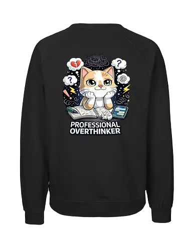 Professional Overthinker Back - Simlow, Twitch, Streamer, Katze, Chaos - Fairtrade Sweatshirt