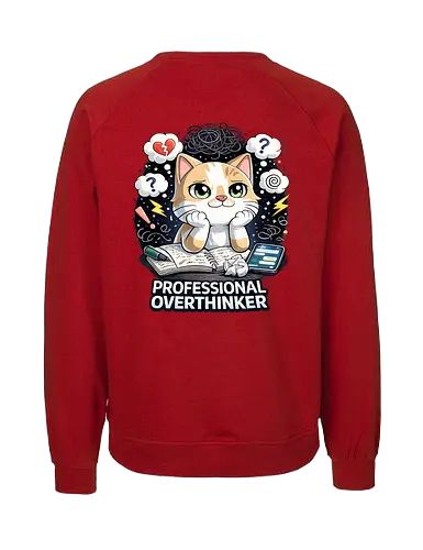 Professional Overthinker Back - Simlow, Twitch, Streamer, Katze, Chaos - Fairtrade Sweatshirt