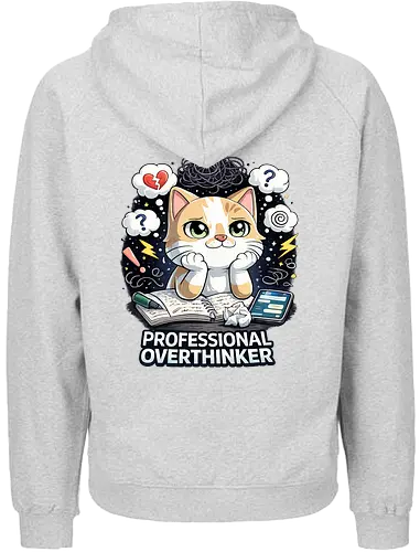 Professional Overthinker Back - Simlow, Twitch, Streamer, Katze, Chaos - Fairtrade Hoodie