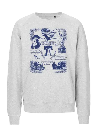 250th Anniversary USA - 250th anniversary, 1776, 1776 2026, 250 years, 250 years america, 4th of july, america, bicentennial, fourth of july, history, independence day, memorial day, patriotic, red white and blue, semiquincentennial - Fairtrade Sweatshirt