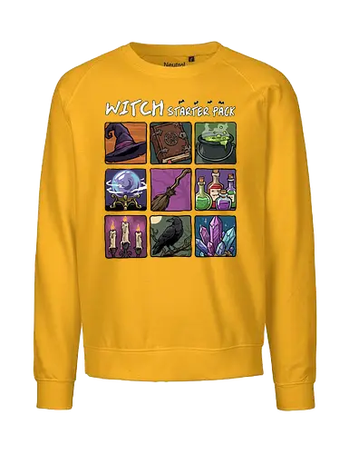 Witch Starter Pack - witch, broom, dark, emo, evil, fantasy, goth, gothic, halloween, hex, magic, pack, witchcraft, witchy, wizard - Fairtrade Sweatshirt