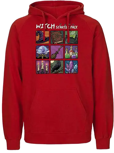 Witch Starter Pack - witch, broom, dark, emo, evil, fantasy, goth, gothic, halloween, hex, magic, pack, witchcraft, witchy, wizard - Fairtrade Hoodie