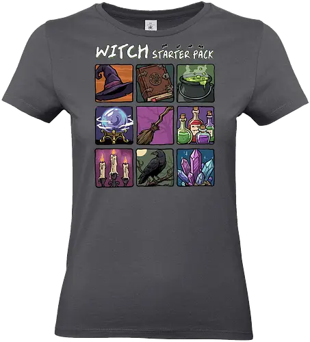 Witch Starter Pack - witch, broom, dark, emo, evil, fantasy, goth, gothic, halloween, hex, magic, pack, witchcraft, witchy, wizard - Standard T-Shirt (Women)
