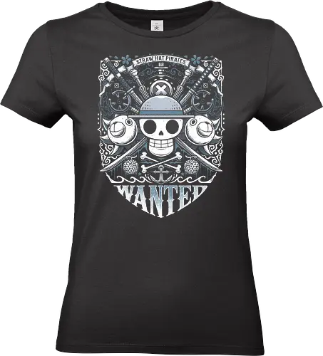 Wanted Pirates - anime, manga, tv series, sea, pirate, pirates, skull, katanas, swords, boat, treasure, fruit, vintage, marine, navy - Standard T-Shirt (Women)