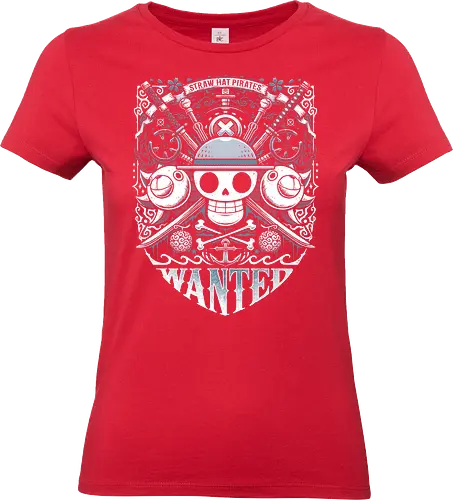 Wanted Pirates - anime, manga, tv series, sea, pirate, pirates, skull, katanas, swords, boat, treasure, fruit, vintage, marine, navy - Standard T-Shirt (Women)