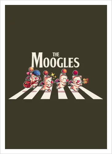 The Moogles - Final, abbey road, rpg, jrpg, games, old games, cloud, Gaming, Villain, beatles, Kupo, cute, fantasy 7 - Artprint