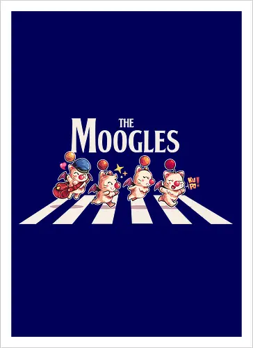 The Moogles - Final, abbey road, rpg, jrpg, games, old games, cloud, Gaming, Villain, beatles, Kupo, cute, fantasy 7 - Artprint