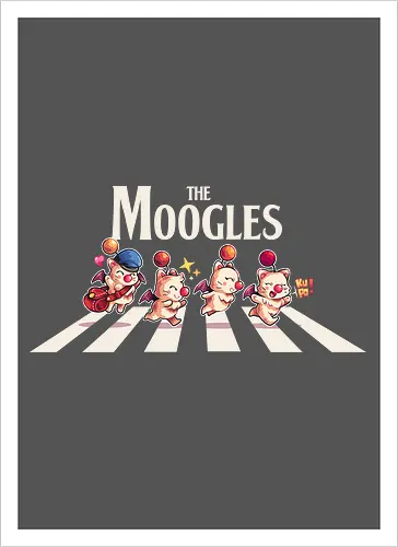 The Moogles - Final, abbey road, rpg, jrpg, games, old games, cloud, Gaming, Villain, beatles, Kupo, cute, fantasy 7 - Artprint