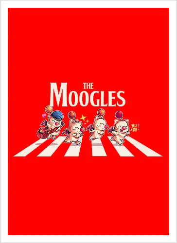 The Moogles - Final, abbey road, rpg, jrpg, games, old games, cloud, Gaming, Villain, beatles, Kupo, cute, fantasy 7 - Artprint