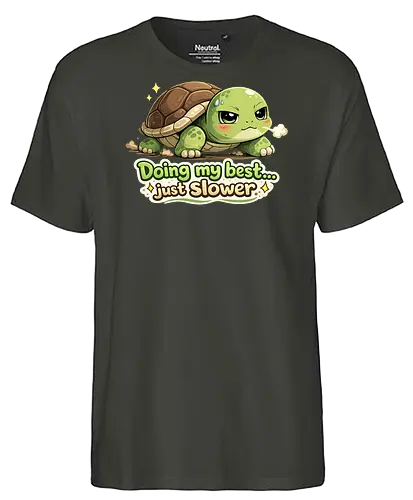 Doing my best… just slower - Smilow, Twitch, Streamer, Katze, Chaos, Turtle - Fairtrade T-Shirt