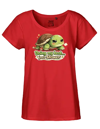 Doing my best… just slower - Smilow, Twitch, Streamer, Katze, Chaos, Turtle - Fairtrade Girl Shirt