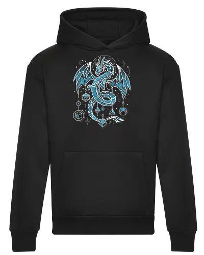 Frozen Dice Dragon - blue dragon, frozen, d20, dice, geeky, nerdy, tabletop, rpg, gaming, gamer, fantasy, geometric, dungeon master, dm, roleplay - Heavyweight Hoodie