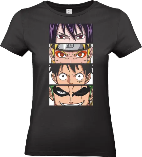 Anime Legends Eye Panels - Anime Eyes Print, Manga Character Panels, Crossover Anime Graphic - Standard T-Shirt (Women)