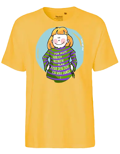 Für heute habe ich keinen Plan... - Ringelpullisprüche, Ringeldinger, streifenweise, Spruch, Weisheit, Motivation, Ringelpulli, SprücheShirt, Cartoon Illustration, Statement, Handgezeichnet, Humor, Selbstironie, Streifenpulli, Spruchshirt, deutsch - Fairtrade T-Shirt