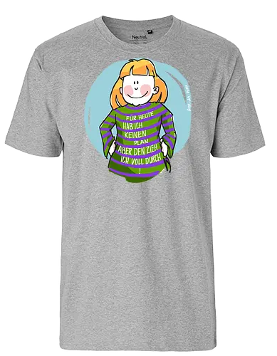 Für heute habe ich keinen Plan... - Ringelpullisprüche, Ringeldinger, streifenweise, Spruch, Weisheit, Motivation, Ringelpulli, SprücheShirt, Cartoon Illustration, Statement, Handgezeichnet, Humor, Selbstironie, Streifenpulli, Spruchshirt, deutsch - Fairtrade T-Shirt