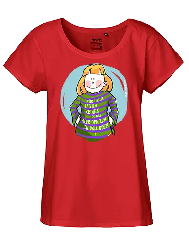 Für heute habe ich keinen Plan... - Ringelpullisprüche, Ringeldinger, streifenweise, Spruch, Weisheit, Motivation, Ringelpulli, SprücheShirt, Cartoon Illustration, Statement, Handgezeichnet, Humor, Selbstironie, Streifenpulli, Spruchshirt, deutsch - Fairtrade Girl Shirt