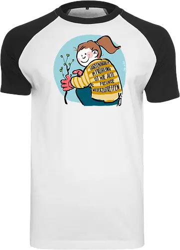 Gartenarbeit im Frühling.. - Ringelpullisprüche, Ringeldinger, streifenweise, Spruch, Weisheit, Motivation, Ringelpulli, SprücheShirt, Cartoon Illustration, Statement, Handgezeichnet, Humor, Selbstironie, Streifenpulli, Spruchshirt, deutsch - Raglan T-Shirt
