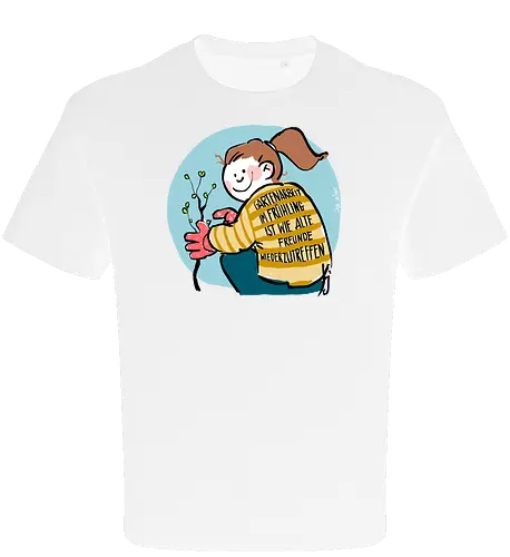 Gartenarbeit im Frühling.. - Ringelpullisprüche, Ringeldinger, streifenweise, Spruch, Weisheit, Motivation, Ringelpulli, SprücheShirt, Cartoon Illustration, Statement, Handgezeichnet, Humor, Selbstironie, Streifenpulli, Spruchshirt, deutsch - Oversize T-Shirt