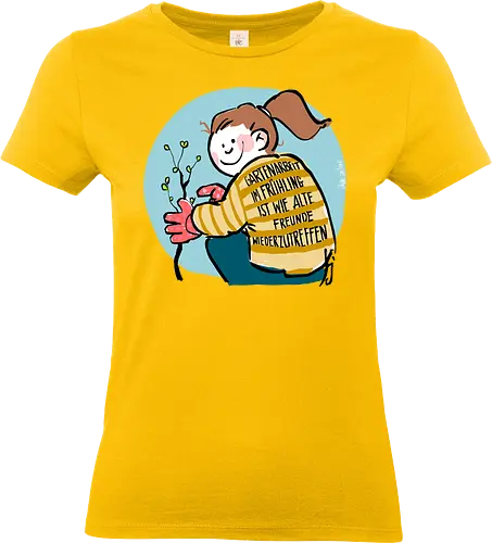 Gartenarbeit im Frühling.. - Ringelpullisprüche, Ringeldinger, streifenweise, Spruch, Weisheit, Motivation, Ringelpulli, SprücheShirt, Cartoon Illustration, Statement, Handgezeichnet, Humor, Selbstironie, Streifenpulli, Spruchshirt, deutsch - Standard T-Shirt (Women)