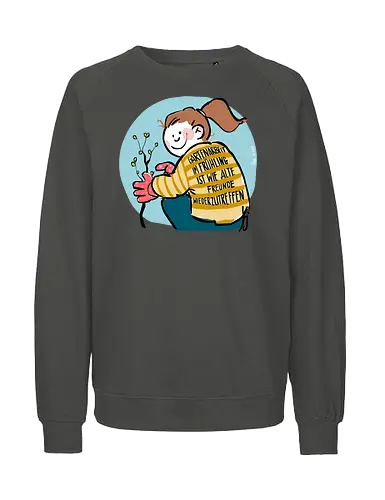 Gartenarbeit im Frühling.. - Ringelpullisprüche, Ringeldinger, streifenweise, Spruch, Weisheit, Motivation, Ringelpulli, SprücheShirt, Cartoon Illustration, Statement, Handgezeichnet, Humor, Selbstironie, Streifenpulli, Spruchshirt, deutsch - Fairtrade Sweatshirt