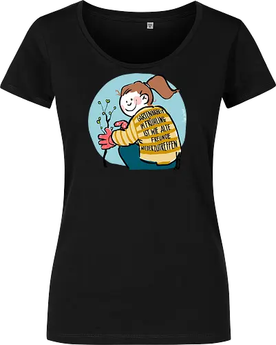Gartenarbeit im Frühling.. - Ringelpullisprüche, Ringeldinger, streifenweise, Spruch, Weisheit, Motivation, Ringelpulli, SprücheShirt, Cartoon Illustration, Statement, Handgezeichnet, Humor, Selbstironie, Streifenpulli, Spruchshirt, deutsch - Women T-Shirt