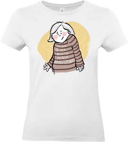 Ich bin in der Blüte.. - Ringelpullisprüche, Ringeldinger, streifenweise, Spruch, Weisheit, Motivation, Ringelpulli, SprücheShirt, Cartoon Illustration, Statement, Handgezeichnet, Humor, Selbstironie, Streifenpulli, Spruchshirt, deutsch - Standard T-Shirt (Women)