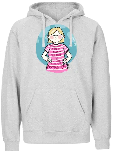 In einer Welt in der du alles sein kannst... - Ringelpullisprüche, Ringeldinger, streifenweise, Spruch, Weisheit, Motivation, Ringelpulli, SprücheShirt, Cartoon Illustration, Statement, Handgezeichnet, Humor, Selbstironie, Streifenpulli, Spruchshirt, deutsch - Fairtrade Hoodie