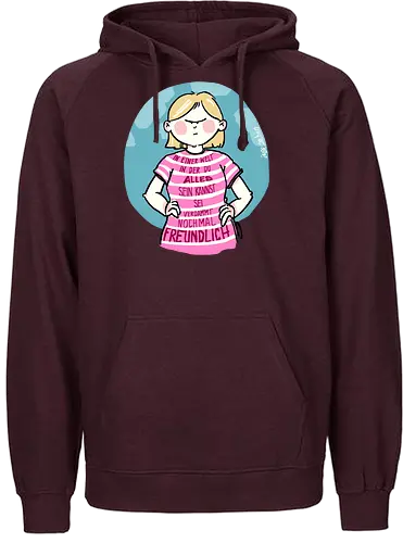 In einer Welt in der du alles sein kannst... - Ringelpullisprüche, Ringeldinger, streifenweise, Spruch, Weisheit, Motivation, Ringelpulli, SprücheShirt, Cartoon Illustration, Statement, Handgezeichnet, Humor, Selbstironie, Streifenpulli, Spruchshirt, deutsch - Fairtrade Hoodie