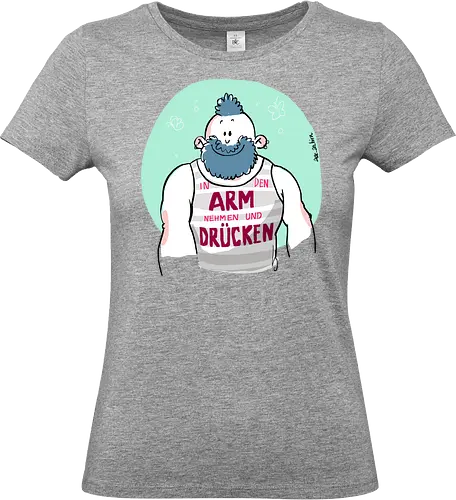 ...ARM...DRÜCKEN... - Ringelpullisprüche, Ringeldinger, streifenweise, Spruch, Weisheit, Bär, Motivation, Ringelpulli, SprücheShirt, Cartoon Illustration, Statement, Handgezeichnet, Humor, Selbstironie, Streifenpulli, Spruchshirt, deutsch - Standard T-Shirt (Women)