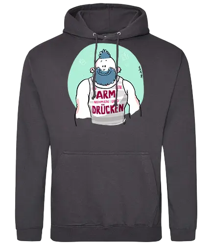 ...ARM...DRÜCKEN... - Ringelpullisprüche, Ringeldinger, streifenweise, Spruch, Weisheit, Bär, Motivation, Ringelpulli, SprücheShirt, Cartoon Illustration, Statement, Handgezeichnet, Humor, Selbstironie, Streifenpulli, Spruchshirt, deutsch - Standard Hoodie